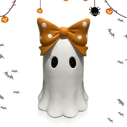 Mimoqk Geisterfigur, Halloween- -Dekoration, niedliche Harz-Statue mit Schleife, für den Esstisch, Tafelaufsatz, Spukeinrichtung, Foto-Requisiten, Gothic, Hochzeit, Innenmantel Mimoqk Geisterfigur, Halloween- -Dekoration, niedliche Harz-Statue mit Schleife, für den Esstisch, Tafelaufsatz, Spukeinrichtung, Foto-Requisiten, Gothic, Hochzeit, Innenmantel von Mimoqk