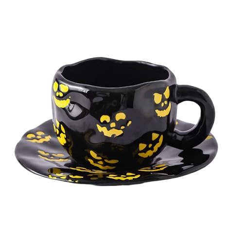Mimoqk Halloween -Becher - 320 ml Keramikbecher für heiße Kaffeegetränke, Herbstversammlungen mit unregelmäßigem Design, Feriengetränke für Büro, Esszimmer, Lernen, Hotel, Küchentisch. Mimoqk Halloween -Becher - 320 ml Keramikbecher für heiße Kaffeegetränke, Herbstversammlungen mit unregelmäßigem Design, Feriengetränke für Büro, Esszimmer, Lernen, Hotel, Küchentisch. von Mimoqk