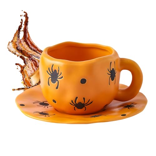 Mimoqk Halloween -Becher - 320 ml Keramikbecher für heiße Kaffeegetränke, Herbstversammlungen mit unregelmäßigem Design, Feriengetränke für Büro, Esszimmer, Lernen, Hotel, Küchentisch. Mimoqk Halloween -Becher - 320 ml Keramikbecher für heiße Kaffeegetränke, Herbstversammlungen mit unregelmäßigem Design, Feriengetränke für Büro, Esszimmer, Lernen, Hotel, Küchentisch. von Mimoqk
