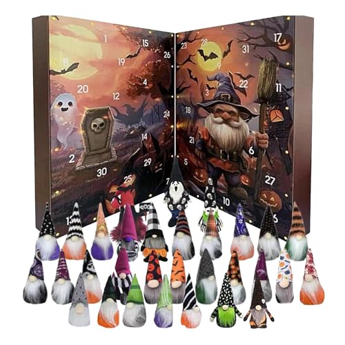 Mimoqk Halloween Gnome Countdown Kalender, Plüschpuppe, weiche Zahlendekoration, festliche Ornamentfiguren (1 Set, Orange/Schwarz), für Kinder Familie Home Shop Use von Mimoqk