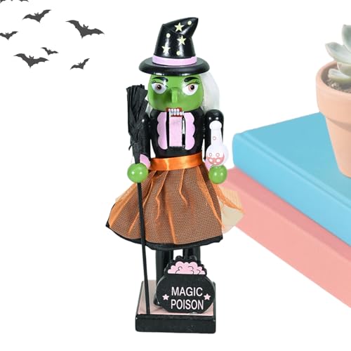 Mimoqk Halloween Nutcracker, Nussknacker-Figur aus Holz, Dekoration für Urlaub, Handwerk, gruseliges Sammlerstück, für das Kaminhaus bis Mai von Mimoqk