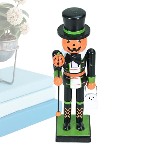 Mimoqk Halloween Nutcracker, Nussknacker-Figur aus Holz, Dekoration für Urlaub, Handwerk, gruseliges Sammlerstück, für das Kaminhaus bis Mai von Mimoqk