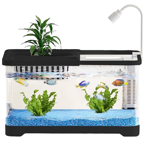 Mimoqk Kampffisch Aquarien - Kampffisch Landschaft Aquarium Komplettset | Einfache Reinigung Dekoratives Heimdekor Für Zuhause Büro Wohnheim Schreibtisch Haustierliebhaber von Mimoqk