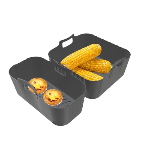 Mimoqk Luftfritteuse Silikon Einsätze - Heißluftfritteuse Silikon Tablett | Antihaft 2 Stück Abnehmbar Wiederverwendbar Sicher Folien Für Haushalt Küche Kochen Backen Ofen Dampfgarer von Mimoqk