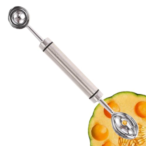 Mimoqk Melonenkugelausstecher | Edelstahl Doppelköpfig DIY Werkzeug Für Wassermelone Melone Eiscreme,Löffel Für Dessert Küche Melone Pitaya Kiwi - für den Küchengebrauch Drachenfrucht Kiwi von Mimoqk