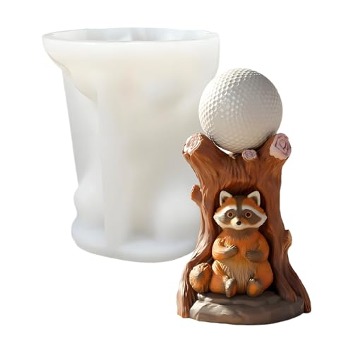 Mimoqk Raccoon Kerzenformen - 3D Baumstumpf Silikonform - Aromatherapie Form Für Wohnheim Schreibtisch Zimmer Schule Büro Wohnung Tischdekoration von Mimoqk