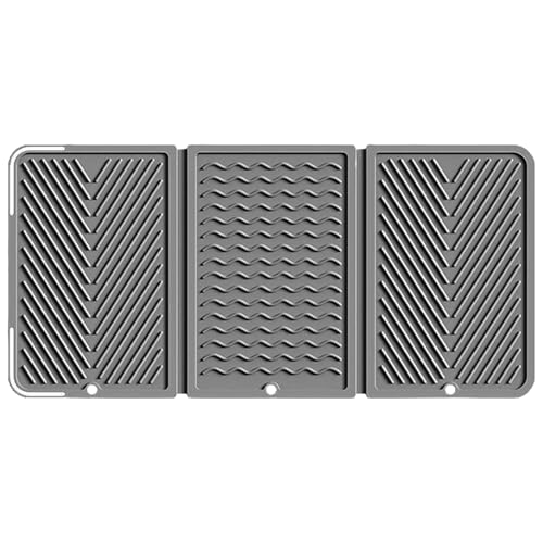 Mimoqk Silicone Trockenmatte,56 X 28 Cm Rutschfeste Abtropfmatte,Schnelltrocknend Faltbarer Spritzwassergeschützter Unterlage Für Küchenzeile Spüle Herd Dusche Badezimmer Wohnung - Wohnheim Bad Küche von Mimoqk
