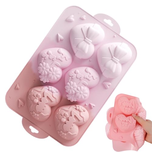 Mimoqk Silikonform in Herzform – Kastenform in Herzform – Lebensmittel mit Relief zum Backen, Mousse, Kuchen von Mimoqk