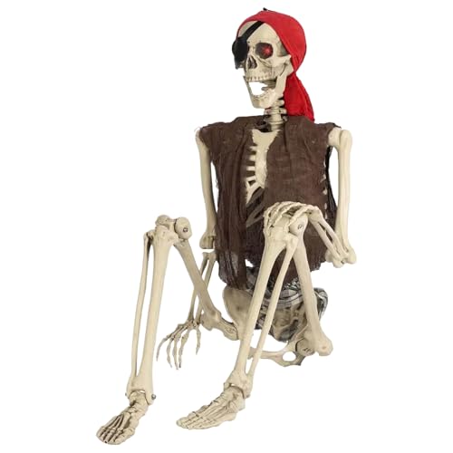 Mimoqk Skelette Für Halloween - Posierbares Halloween Piratenskelett - Schaurige Dekofigur Für Schulhof Fotohintergrund Gartenparty Vordervorbau Mimoqk Skelette Für Halloween - Posierbares Halloween Piratenskelett - Schaurige Dekofigur Für Schulhof Fotohintergrund Gartenparty Vordervorbau von Mimoqk