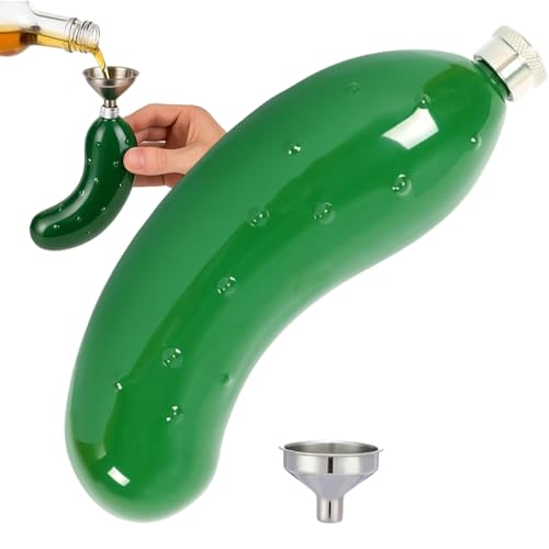 Mimoqk Spirituosenflaschen für Männer | 150ml Spiritussen Flasche Mit Trichter Und Karabinerhaken In Gurkenform,Edelstahl Trink- und Aufbewahrungsflaschen für Reisen Geburtstag Wandern Angeln Party Mimoqk Spirituosenflaschen für Männer | 150ml Spiritussen Flasche Mit Trichter Und Karabinerhaken In Gurkenform,Edelstahl Trink- und Aufbewahrungsflaschen für Reisen Geburtstag Wandern Angeln Party von Mimoqk