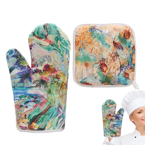 Mimoqk Topflappen Und Backhandschuhe,Hitzebeständige Backhandschuhe - Set Mit Halterung - Für Pfanne Teller Schüssel Mikrowelle Haushalt Café Hotel Bäckerei Mimoqk Topflappen Und Backhandschuhe,Hitzebeständige Backhandschuhe - Set Mit Halterung - Für Pfanne Teller Schüssel Mikrowelle Haushalt Café Hotel Bäckerei von Mimoqk