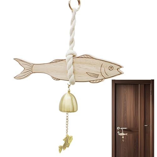Mimoqk Türglocke für die Türöffnung, Türklingel aus Holz, für Türöffnung, Fischmotiv, für Haus, Wohnung, Café von Mimoqk