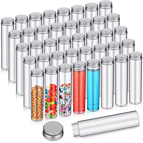 40 Stück 110 ml transparente Reagenzgläser mit silberfarbener Aluminiumkappe, transparente Kunststoffröhrchen mit flachem Boden, Partygeschenkbehälter, Aufbewahrungsröhre mit auslaufsicherem Deckel für Süßigkeiten, Gewürze, getrocknete Blumen 40 Stück 110 ml transparente Reagenzgläser mit silberfarbener Aluminiumkappe, transparente Kunststoffröhrchen mit flachem Boden, Partygeschenkbehälter, Aufbewahrungsröhre mit auslaufsicherem Deckel für Süßigkeiten, Gewürze, getrocknete Blumen von Mimorou