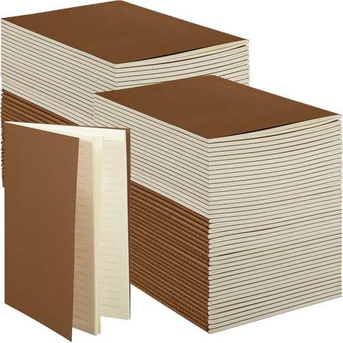 Mimorou 100 Pcs Kraft Notebook Journals 5.5 Inch x 8.3 Inch A5 Softcover Notebooks Bulk for Writing Sketch Office Notepad with 60 Pages 30 Sheets (Dark Brown,Lined) von Mimorou