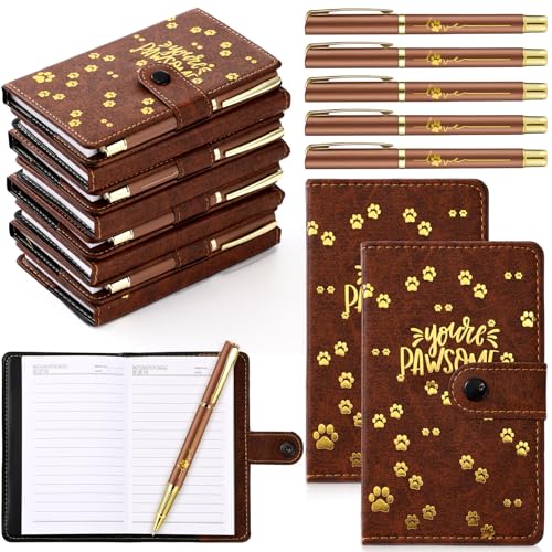 Mimorou 12 Sets 2025 Vet Tech Week Appreciation Gifts Thank You Veterinarian You're Pawsome Leather Journal with Ballpoint Pen Gift for Christmas Veterinary Nursing Assistant Doctor (Dark Brown) von Mimorou