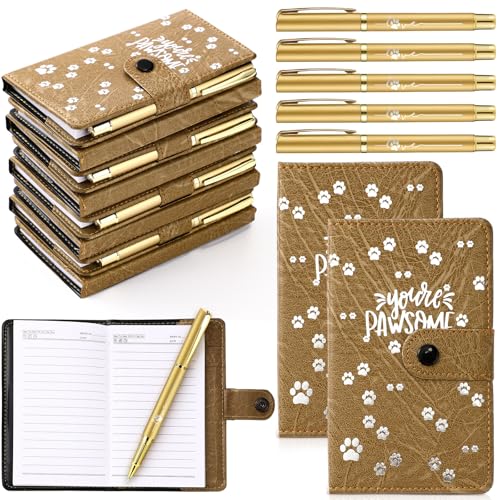 Mimorou 12 Sets 2025 Vet Tech Week Appreciation Gifts Thank You Veterinarian You're Pawsome Leather Journal with Ballpoint Pen Gift for Christmas Veterinary Nursing Assistant Doctor (Light Brown) von Mimorou