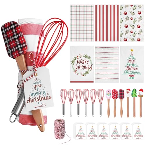 Mimorou 6 Sets Weihnachts-Schneebesen, Küchengeschenke, Edelstahl-Schneebesen, Silikon-Spatel, Handtücher, Grußkarten, Seil für Nachbarn, Mitarbeiter, Backgeschenk, Weihnachts-Kochzubehör Mimorou 6 Sets Weihnachts-Schneebesen, Küchengeschenke, Edelstahl-Schneebesen, Silikon-Spatel, Handtücher, Grußkarten, Seil für Nachbarn, Mitarbeiter, Backgeschenk, Weihnachts-Kochzubehör von Mimorou
