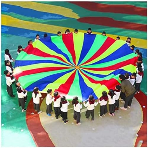 Spielen Fallschirm Kinder Spielen mit Fallschirm mit Griff, geeignet für Partyspiele im Freien, sensorisches Integrationstraining im Kindergarten,12m/39.37ft von MinHuianG