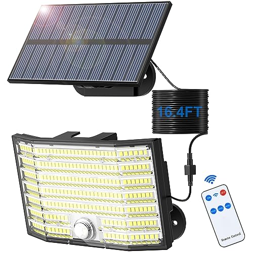 Solarlampen für Außen, 226 LED Solarleuchten Aussen mit Bewegungsmelder, 3 Modi Solar Strahler IP65 Wasserdichte, 180° Beleuchtungswinkel Solar Wandleuchte für Garten Garage mit 5m Kabel【1 Stück】 von MinPea