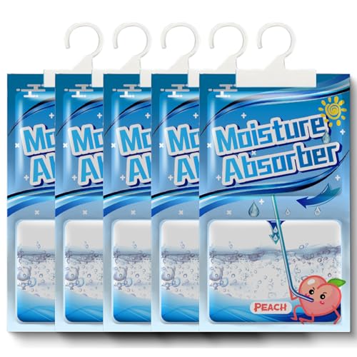 Kleiderschrank Feuchtigkeitsabsorber 5 Pack x 100g, Hänge Luftentfeuchter mit Duft, Moistureproof Desiccant Bag, Waschräume, gegen Feuchtigkeit Anti-Schimmel Desodorierende Trockenmittel-Tasche von MinXin