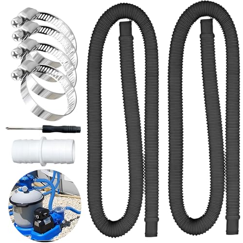 Poolschlauch 32mm Durchmesser, 2 Stück 150cm Schwimmbadschlauch Ersatzschlauch, mit 4 Stück Sicherungsclip Und 1 Stück schlauchverbinder,für Oberirdische Pools,Zubehör Poolpumpe Ersatzschlauch,Schwarz Poolschlauch 32mm Durchmesser, 2 Stück 150cm Schwimmbadschlauch Ersatzschlauch, mit 4 Stück Sicherungsclip Und 1 Stück schlauchverbinder,für Oberirdische Pools,Zubehör Poolpumpe Ersatzschlauch,Schwarz von MinXin