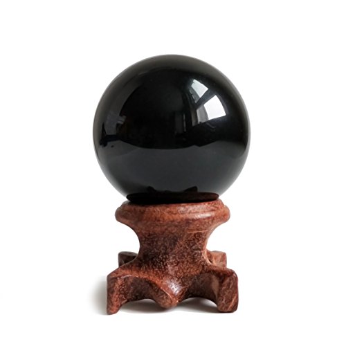 Mina Heal Schwarze Obsidian-Kristallkugeln für Fengshui, Meditation, Kristallheilung, Weissagung, Heimdekoration, Schwarze magische Kristallkugel von Mina Heal