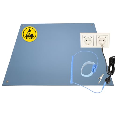 Minadax 60 x 30cm Antistatik ESD Computer Matte Tischmatte „Premiumqualität“ inkl. Manschette + 2,4m Verlängerung - ESD-Schutz von Minadax