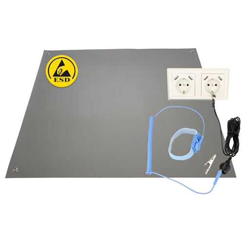 Minadax 60 x 40cm Antistatik ESD Computer Matte Tischmatte „Premiumqualität“ inkl. Manschette + 2,4m Verlängerung - ESD-Schutz von Minadax