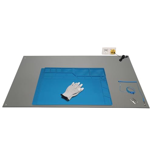 Minadax ESD Geschützter Arbeitsplatz 120 x 60cm für Elektronik-Reparaturen | Matte | Lötmatte 55x35cm | Manschette | Handschuhe | Erdungssstecker Minadax ESD Geschützter Arbeitsplatz 120 x 60cm für Elektronik-Reparaturen | Matte | Lötmatte 55x35cm | Manschette | Handschuhe | Erdungssstecker von Minadax