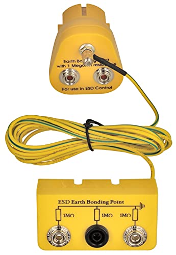 Minadax Erdungsbaustein Innovativer ESD Antistatik Erdungsstecker - 1x M5 / 2x Drucknopfanschluss- 1 Megaohm + Erdungsbox mit 2,80m Kabel / 2x 10mm Drucknopfanschluss 1x 4mm Bananenanschluss… von Minadax