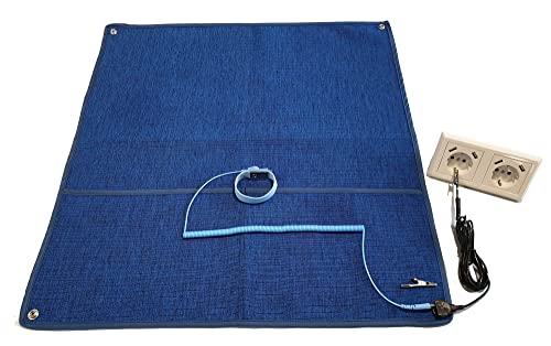 Minadax Innovative Anstistatik Arbeitsmatte 60cm x 60cm | Einzigartiges Antistatisches ESD-Gewebe - Textil - Kein Silikon | Made in Türkiye | Inkl. Manschetten-Set mit 2,4m Anschlusskabel von Minadax