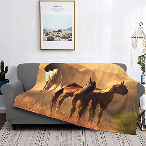 Minalo Überwurfdecke, leicht, ultraweiches Fleece, warm, braunes Pferd, Natur, Tier, Wild, Mikrofaser, für alle Jahreszeiten, Wohnzimmer/Schlafzimmer/Sofa, Couch, Bett, Flanell, Steppdecke, 80 x 60 cm von Minalo