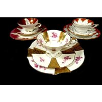 1 Vintage August Roloff Oder Bavaria Trio Teetasse Und Untertasse 3-Teiliges Set Schönes China Gold von MinasTreasureChest