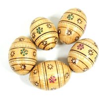 5 Handbemalte Holz Ostereier Vintage Schöne Hand Bemalt Blume von MinasTreasureChest