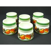 6 Kunststoff Retro Ei Tassen Set Von Eierhalter Tasse Halter Vintage Design Apple Fruit von MinasTreasureChest