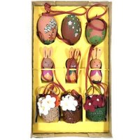 9 Vintage Handbemalte Osterdekorationen Set Im Originalkarton von MinasTreasureChest