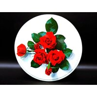 Rosen Zinn Behälter 9 X Zoll Keks Eduscho Vintage Rose Blechdose von MinasTreasureChest