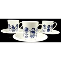 Vintage 3 Tasse Bavaria Set Blau Weiß Porzellan Beierisch Deutsches Design Mit Original Box von MinasTreasureChest