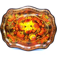 Vintage Blume Und Beere Von Hand Bemalt Zinn Tablett Dekorative Schöne Verzierte von MinasTreasureChest