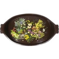 Vintage Braun Handbemaltes Volkskunst Serviertablett Holz Serviertablett Blumen Verschnörkeltes von MinasTreasureChest