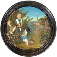 Vintage Dep Bb Keramik Wandkunst Plaque 5025 - Apfelpflücken Junge Und Mädchen Apfelbaum 3D Wandteller Aufhänger von MinasTreasureChest