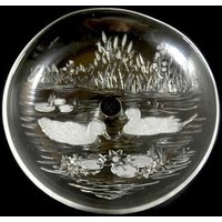 Vintage Enten Im Teich Glas Servierschale Kristallglas Retro Design Bonbonschale Cookie High Tea Dish von MinasTreasureChest