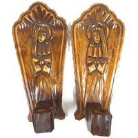 Vintage Hölzerne Mutter Mary Kerzenhalter Wandleuchten Wand von MinasTreasureChest