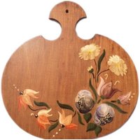 Vintage Holz Hand Bemalt Schneidebrett Blumen Dekorative Serviertablett Aus von MinasTreasureChest
