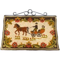 Vintage Pferd Und Kutsche Wolle Kunst Wand Aufhänger Art Dekorative Wandteppich von MinasTreasureChest