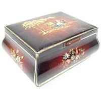 Vintage Pferd Und Kutsche Zinn Box Braun Blume Aufbewahrung Behälter Kanister Schmuck Handwerk Begriffe Lagerung von MinasTreasureChest