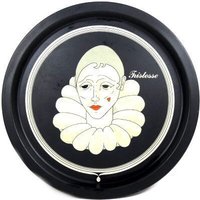 Vintage Pierrot Tablett Schwarz Weiß Metall Schöne Retro Design von MinasTreasureChest