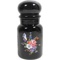 Vintage Schwarze Apothekerflasche Mit Blumen Retro Glas 6, 5x3, 1 Zoll Schwarze Glasflaschen von MinasTreasureChest