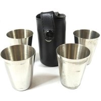 Vintage Set Von 4 Schnapsgläsern Mit Schwarzem Lederetui Retro Schnapsgläser Reise Nr 3 von MinasTreasureChest