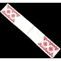 Vintage Tischdecke Tischläufer Rot Weiß Retro Stickerei von MinasTreasureChest